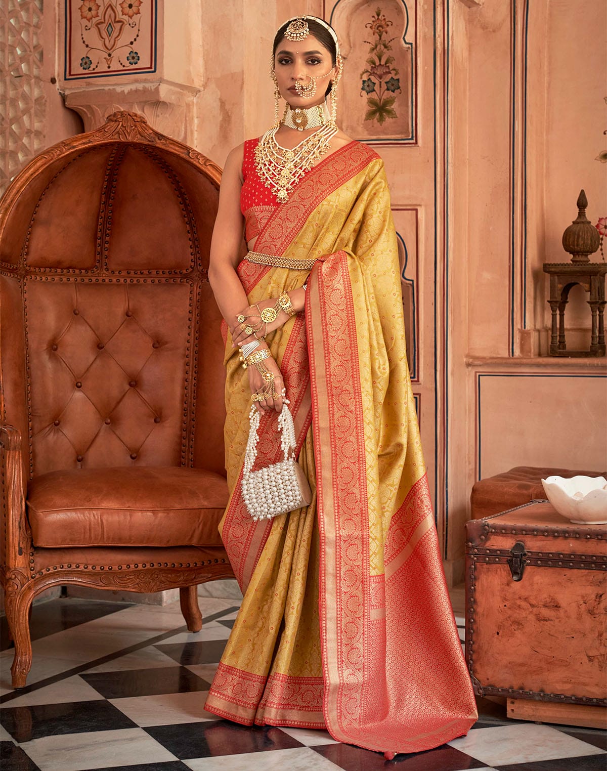 Light Yellow Soft Banaras Silk Classic Saree