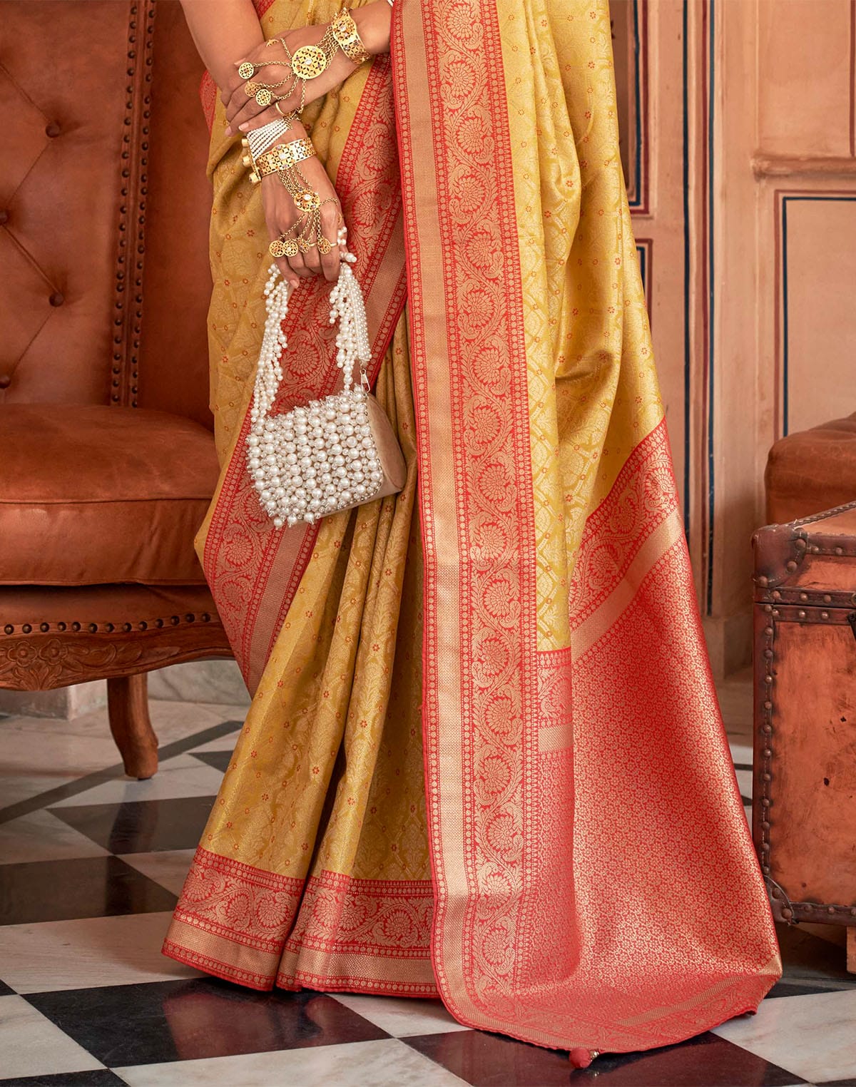 Light Yellow Soft Banaras Silk Classic Saree