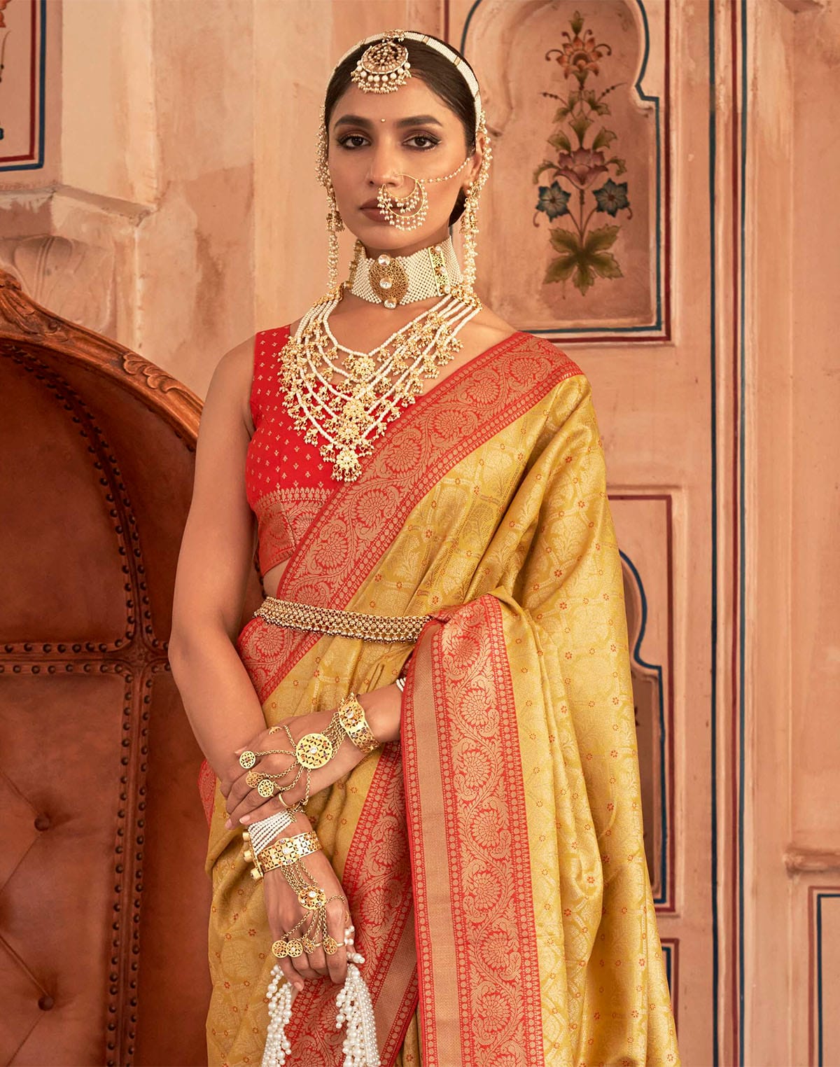 Light Yellow Soft Banaras Silk Classic Saree