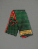 Bottle Green Pure Venkatagiri Sico Checks Cotton Saree