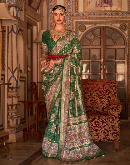 Green all over beautiful Bandhini Print Patola Saree