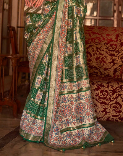 Green all over beautiful Bandhini Print Patola Saree