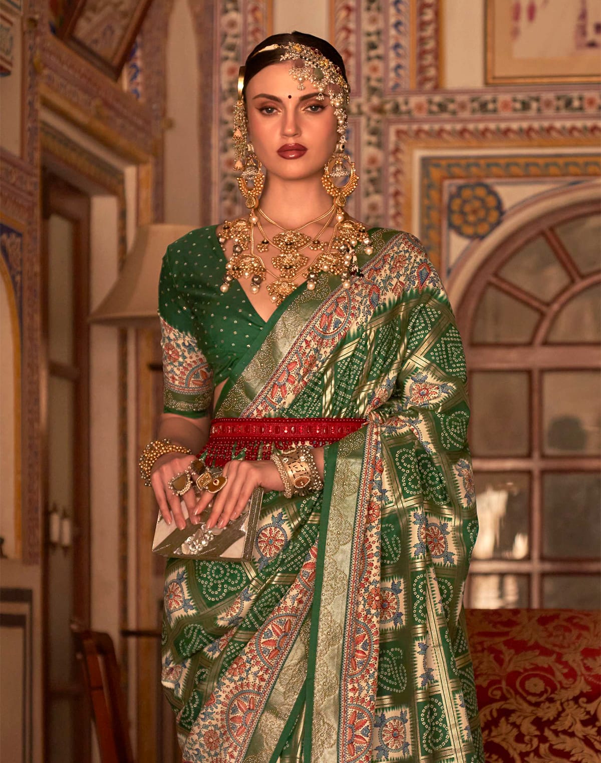 Green all over beautiful Bandhini Print Patola Saree