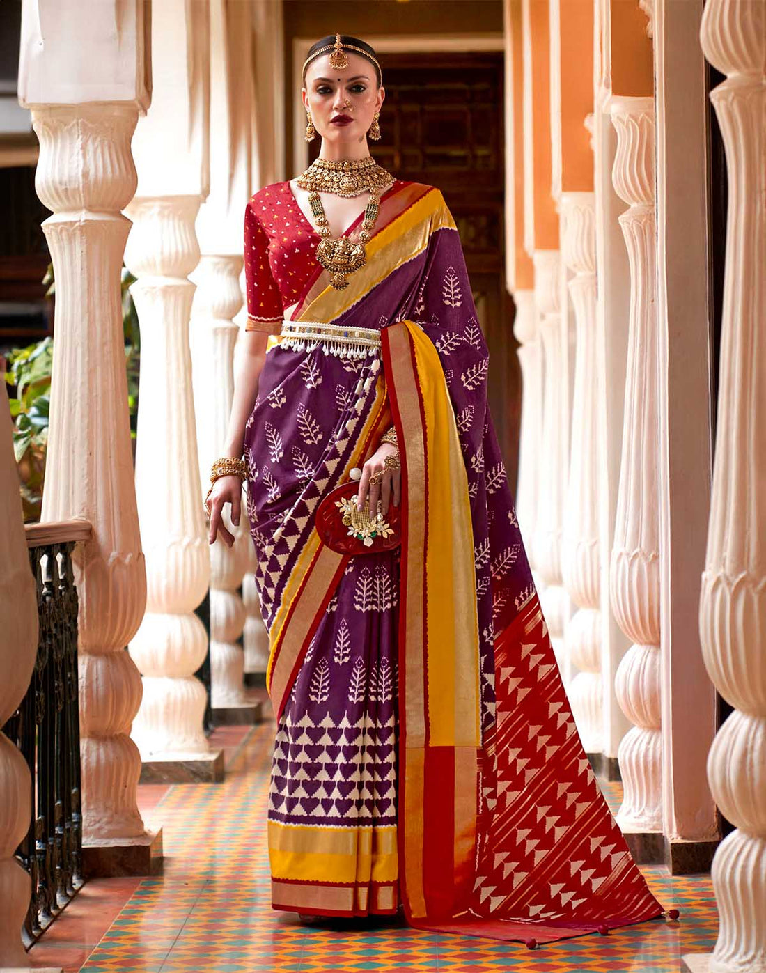 Purple Ikat Pattern Patola Silk Saree