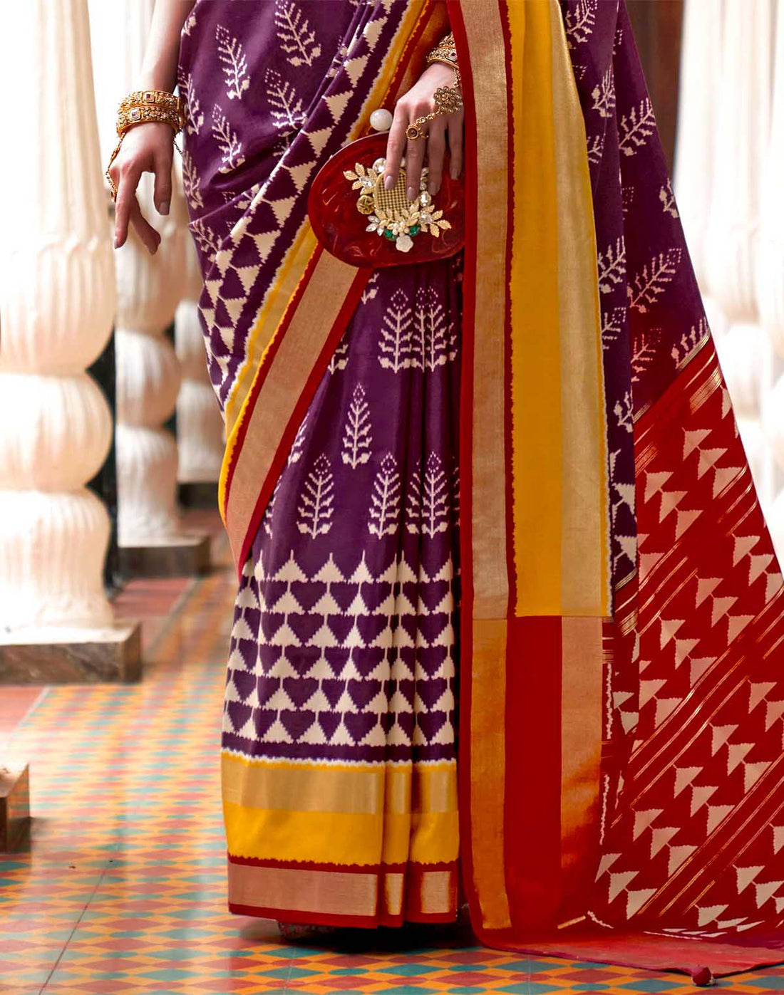 Purple Ikat Pattern Patola Silk Saree