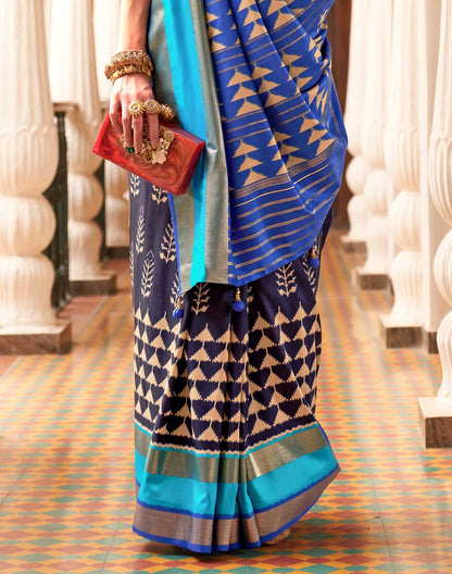 Navy Blue Woven Patola Silk Saree