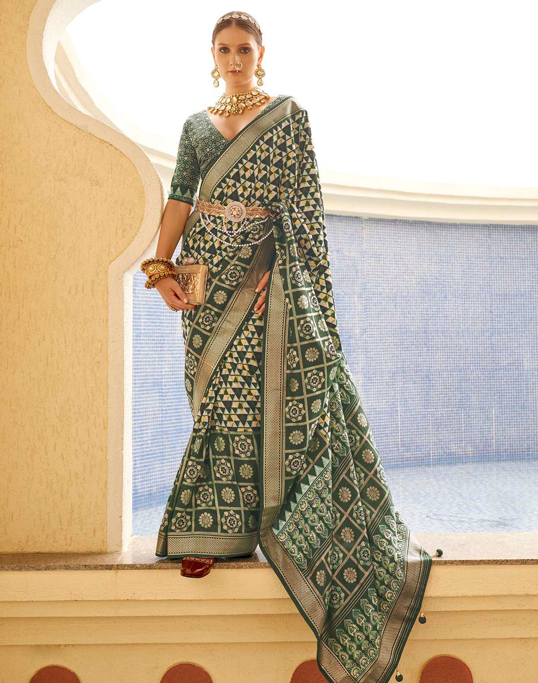 Attractive Dark Green Soft Silk Saree