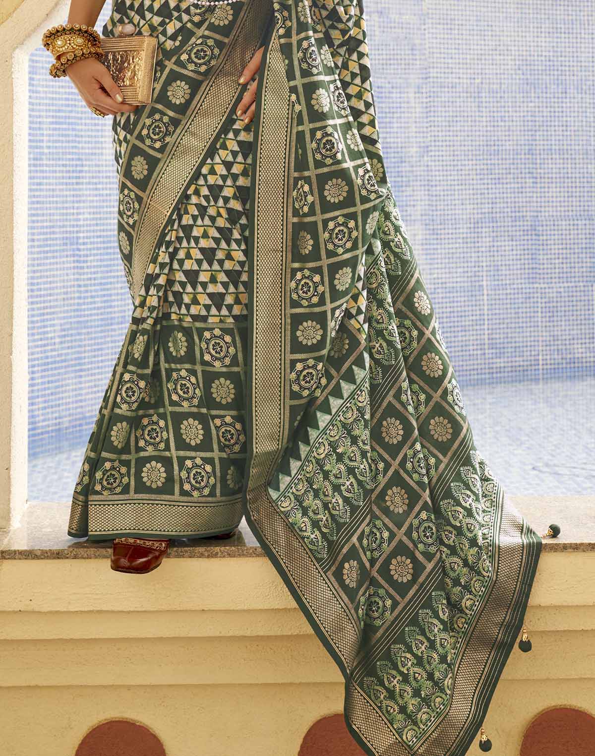 Attractive Dark Green Soft Silk Saree