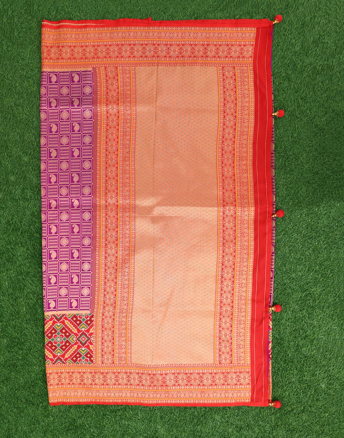 Magenta Banaras Pochampally Border Saree