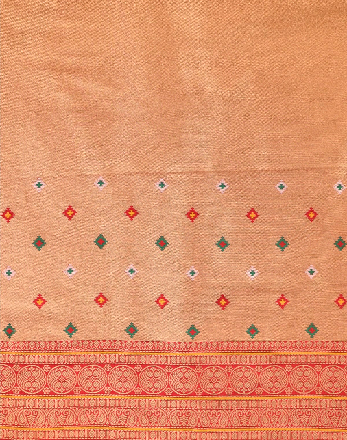 Cream Checks Pattern Pochampally Border Saree