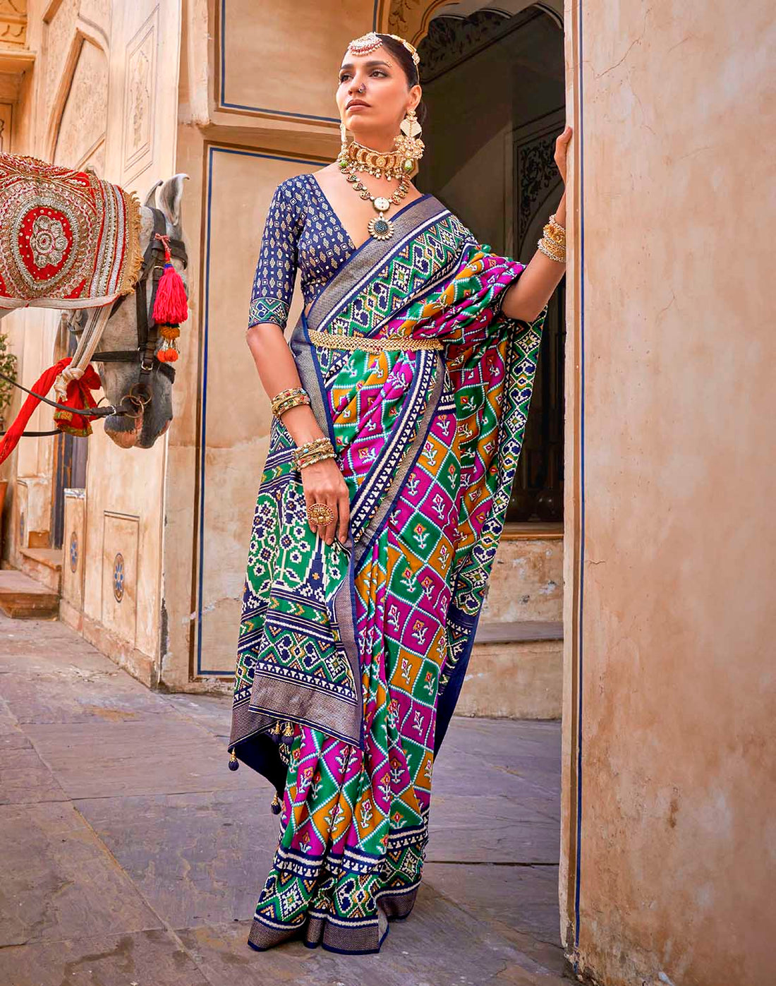 Traditional Pink Colour Patola Silk Saree