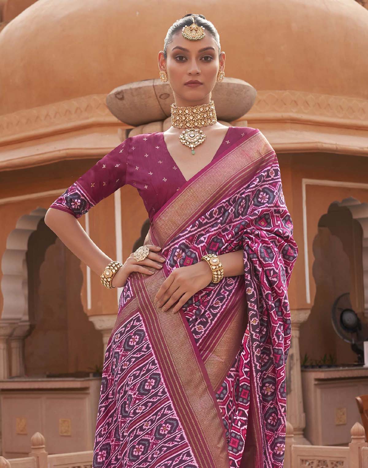 Magenta Patola Silk Woven Saree