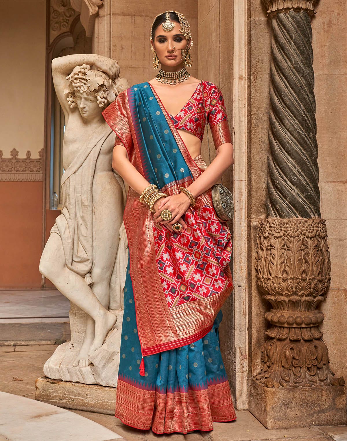 Peacock Blue Banaras Patola Saree