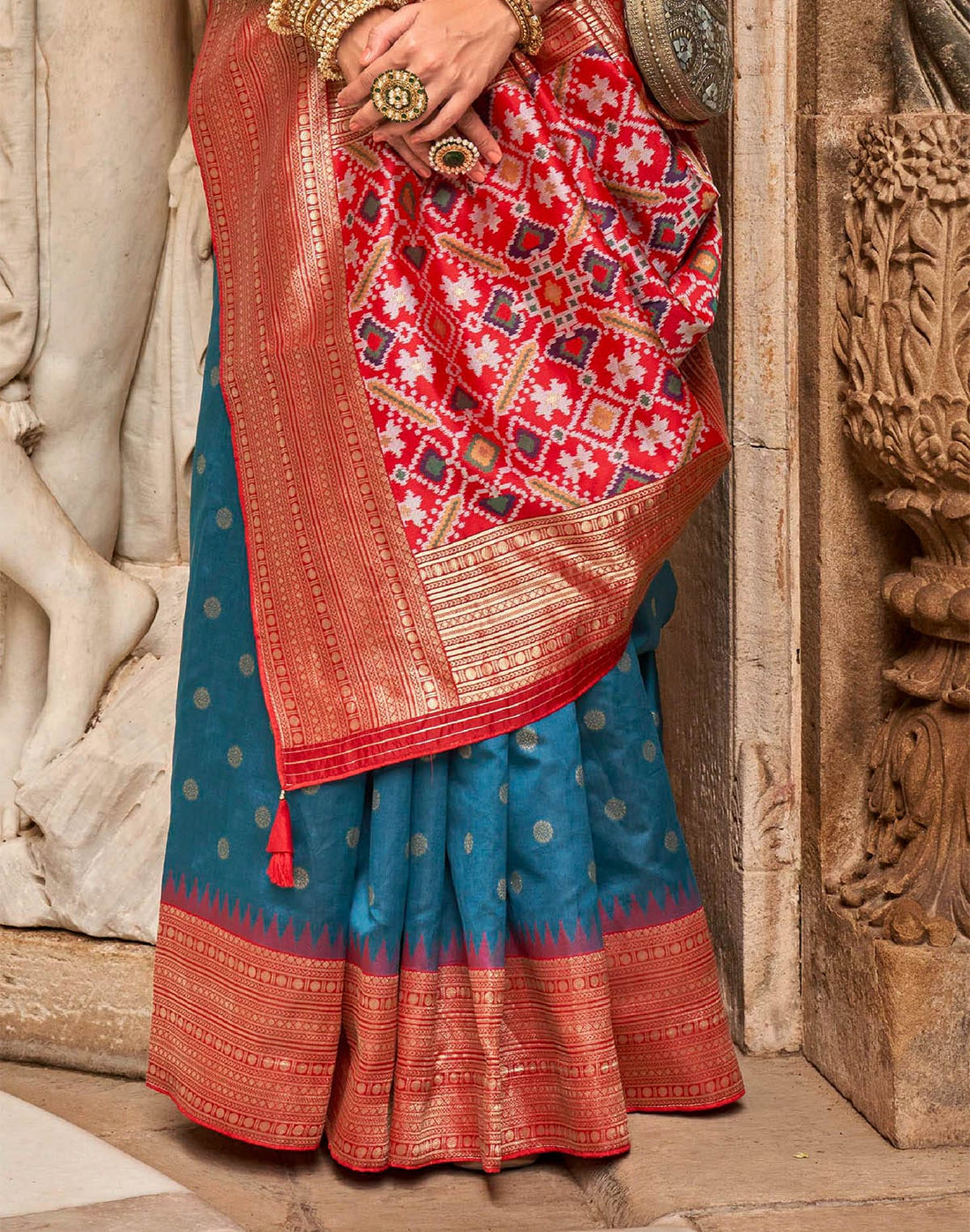 Peacock Blue Banaras Patola Saree