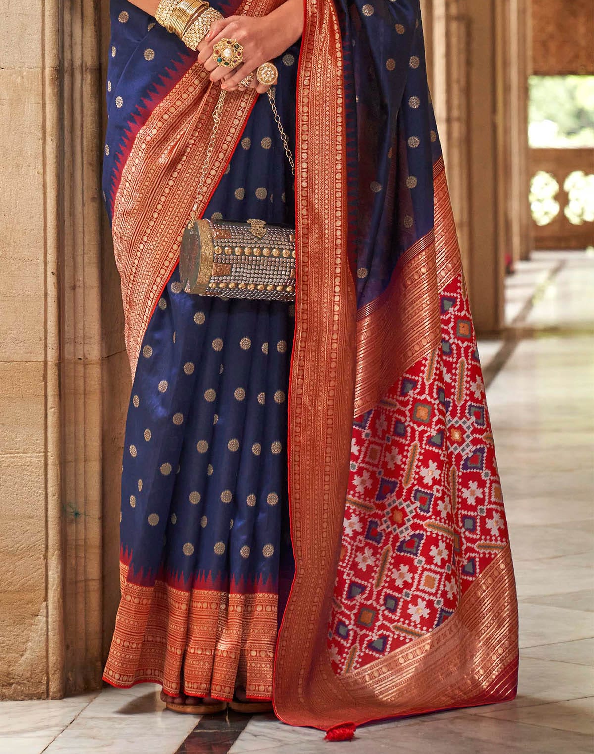 Navy Blue Soft Banaras Patola Saree