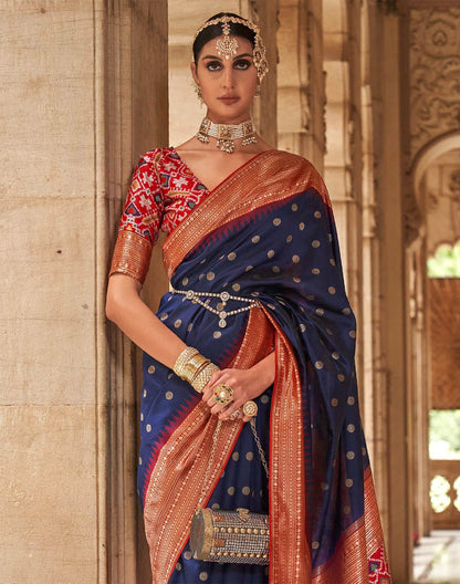 Navy Blue Soft Banaras Patola Saree