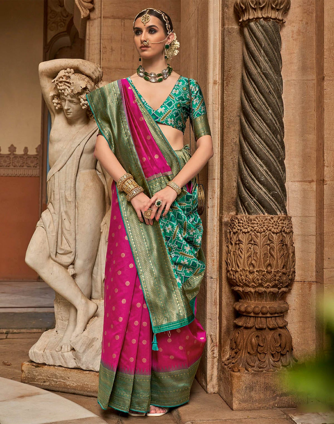 Trendy Pink Coloured Banaras Patola Saree