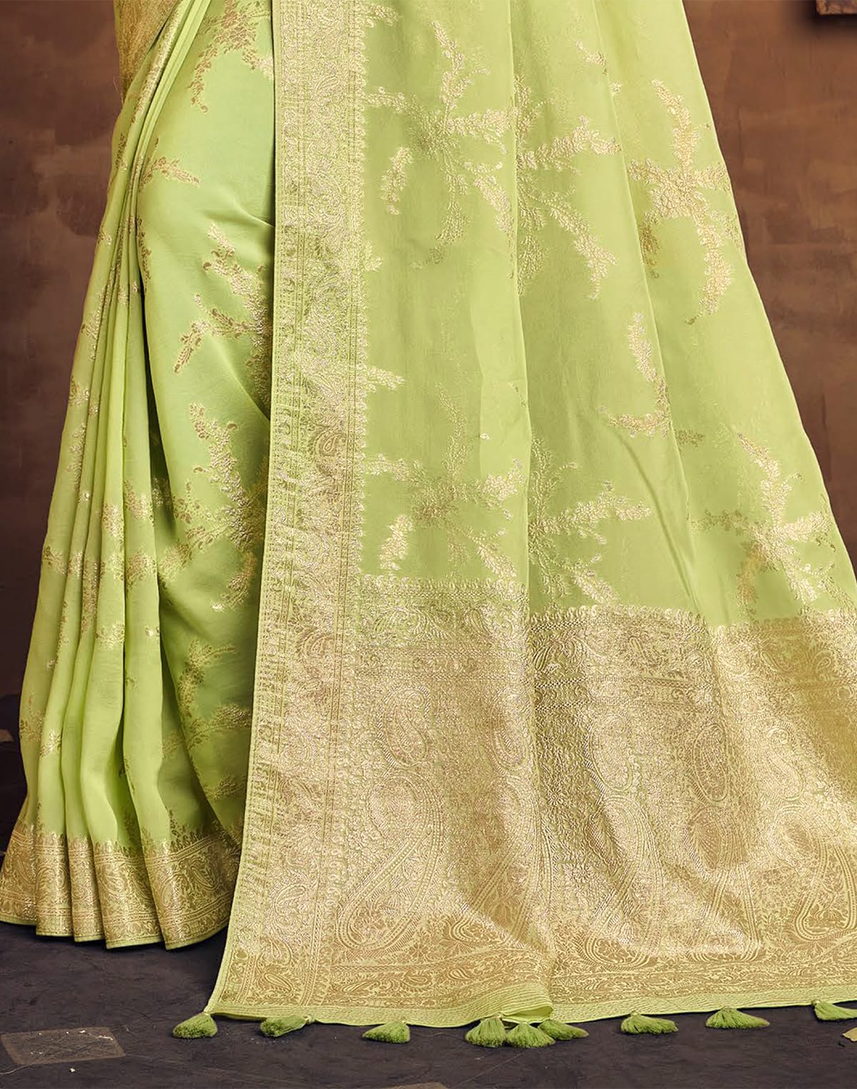 Elegant Light Green Dola Silk Saree