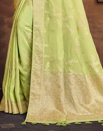 Elegant Light Green Dola Silk Saree