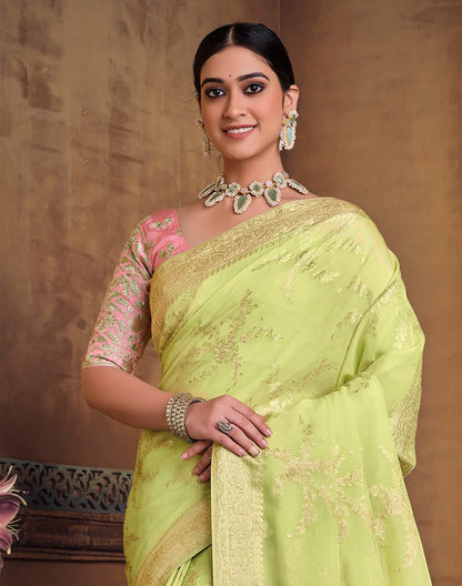 Elegant Light Green Dola Silk Saree