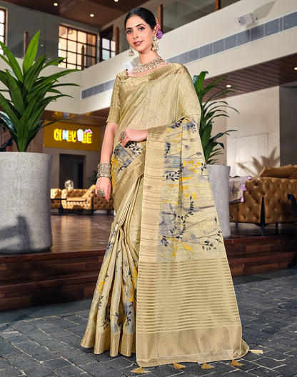 Elegant Gold Coloured Bagalpuri fancy Saree