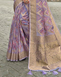 Attractive Violet Coloured Floral Jute Fancy Saree