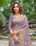 Attractive Violet Coloured Floral Jute Fancy Saree