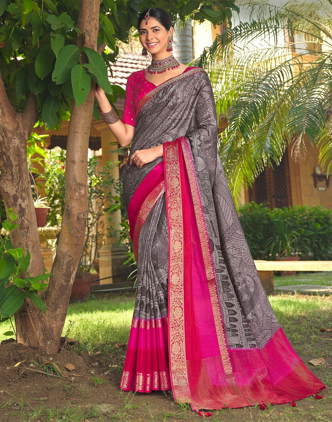 Exclusive Grey Coloured Soft Dola Silk Saree