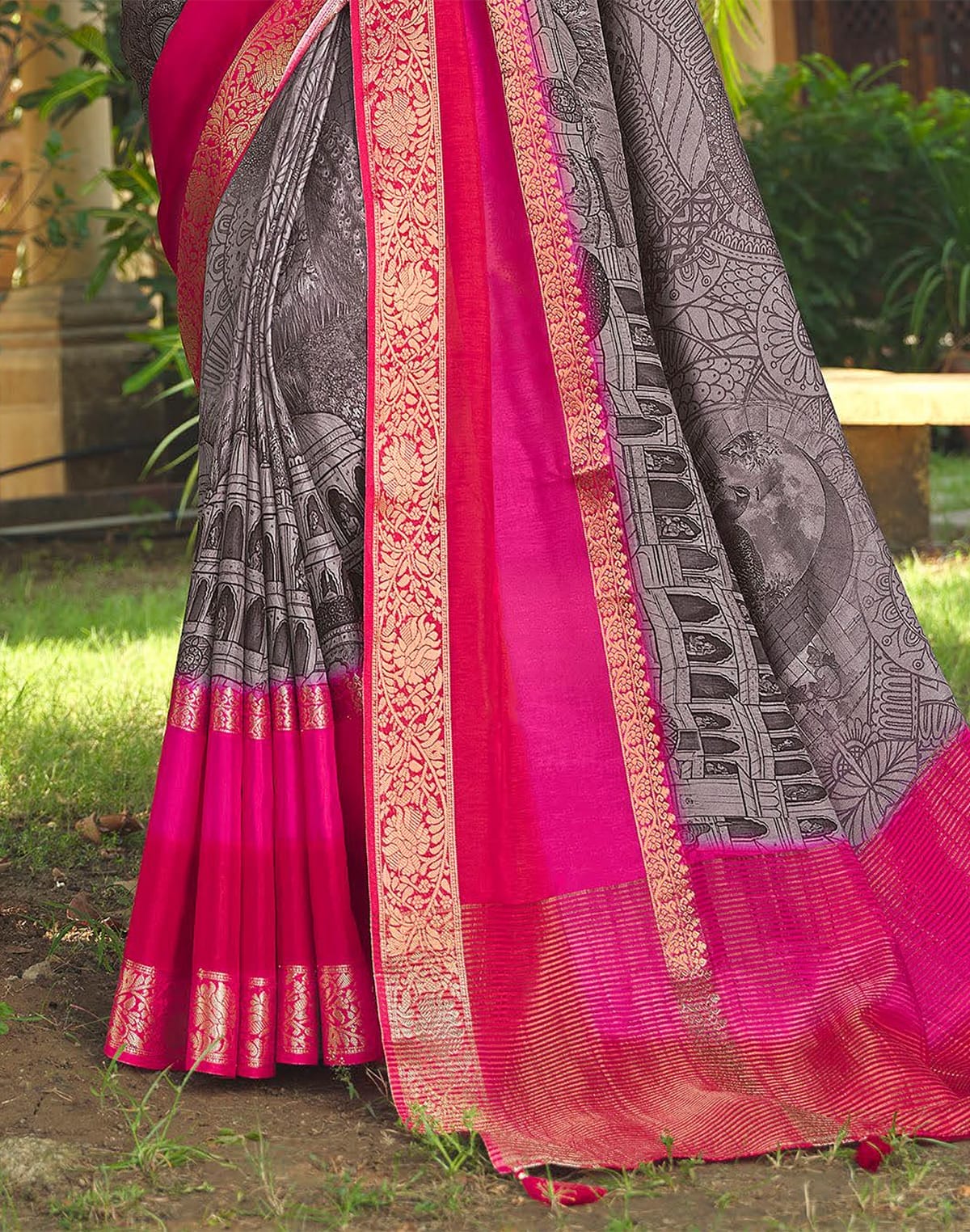 Exclusive Grey Coloured Soft Dola Silk Saree