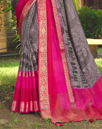 Exclusive Grey Coloured Soft Dola Silk Saree