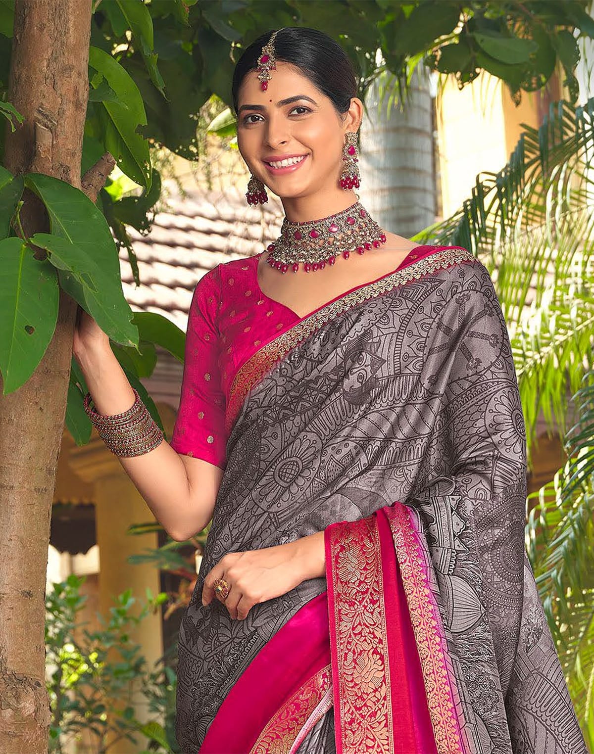 Exclusive Grey Coloured Soft Dola Silk Saree