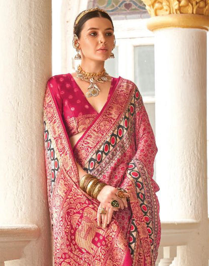 Pink Coloured All Over Floral Print Soft Georgette Saree