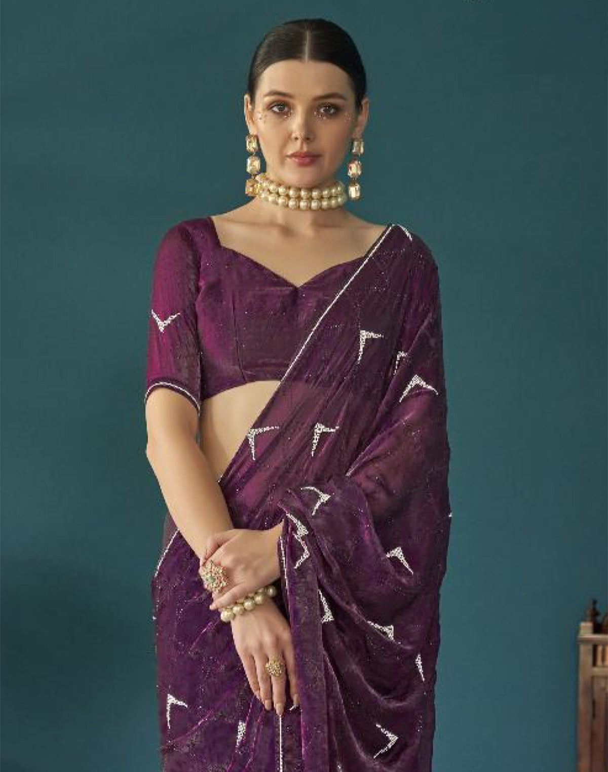 Wine Coloured Georgette Party Wear Saree