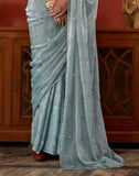 Floral Sequence Work Georgette Saree in Grey