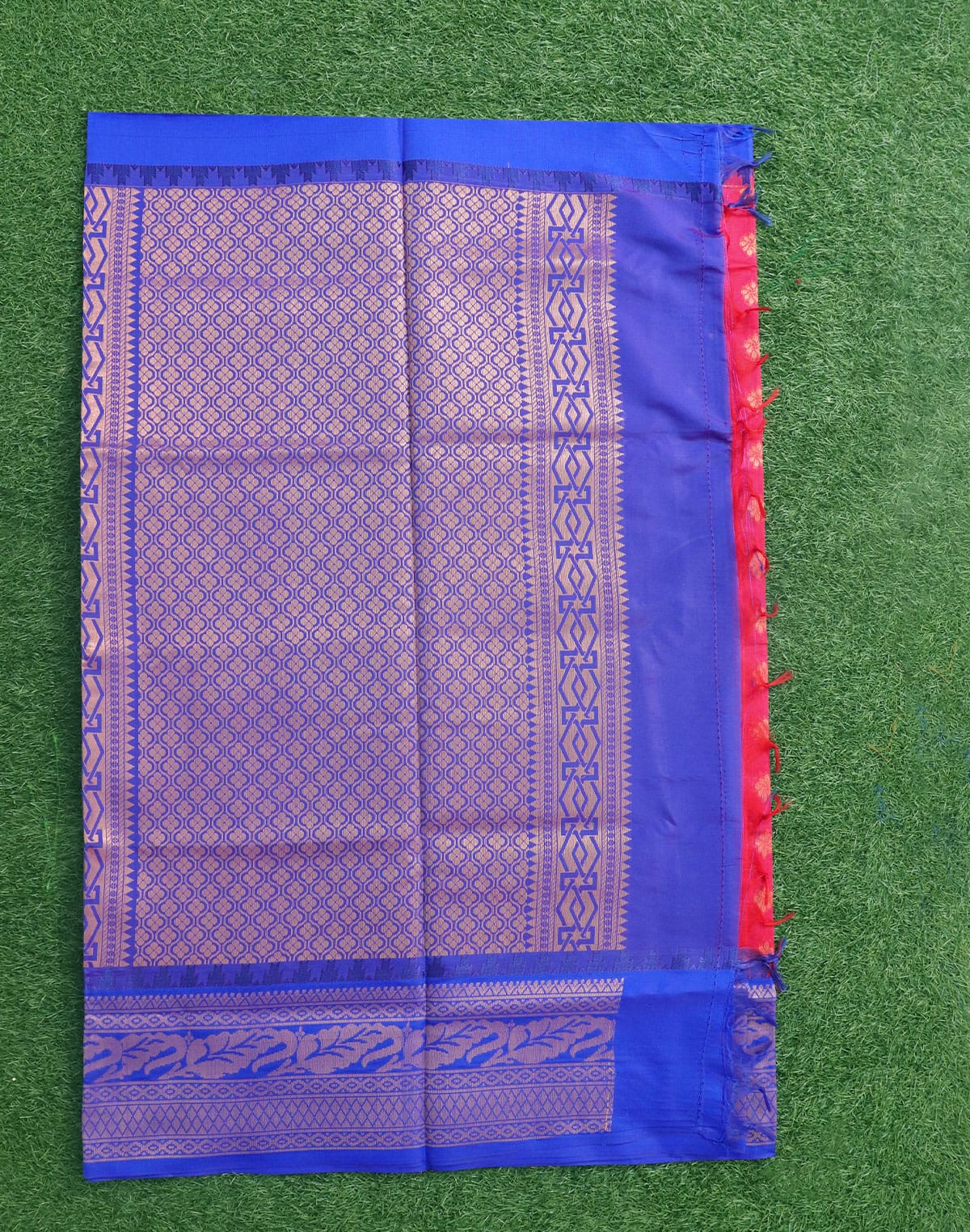 Pink and Royal Blue Sico Cotton Silk Saree