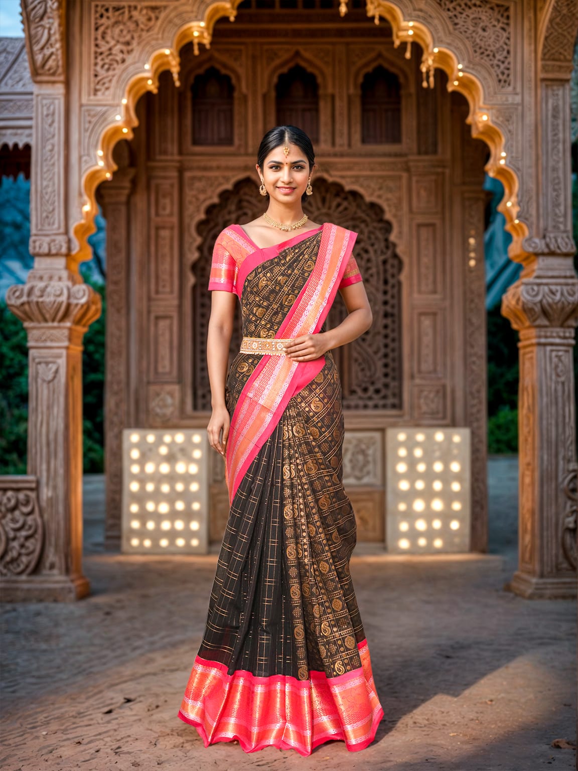 Black Coloured Chanderi Sico Cotton Saree