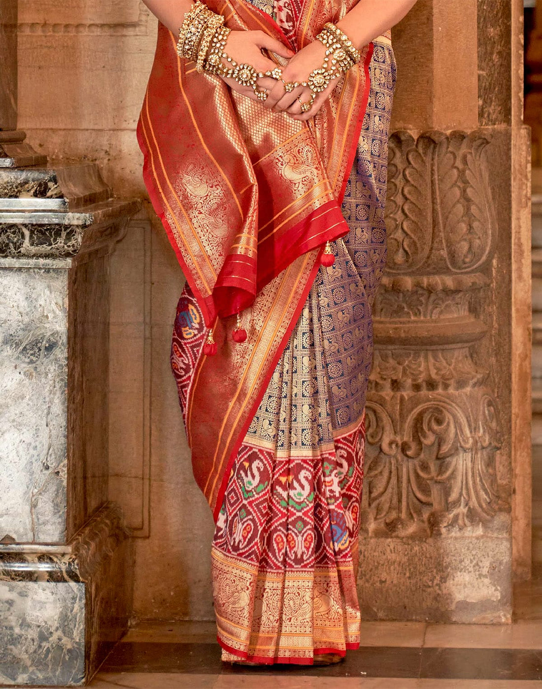 Brown Zari Woven Soft Banaras Meenakari Silk Saree