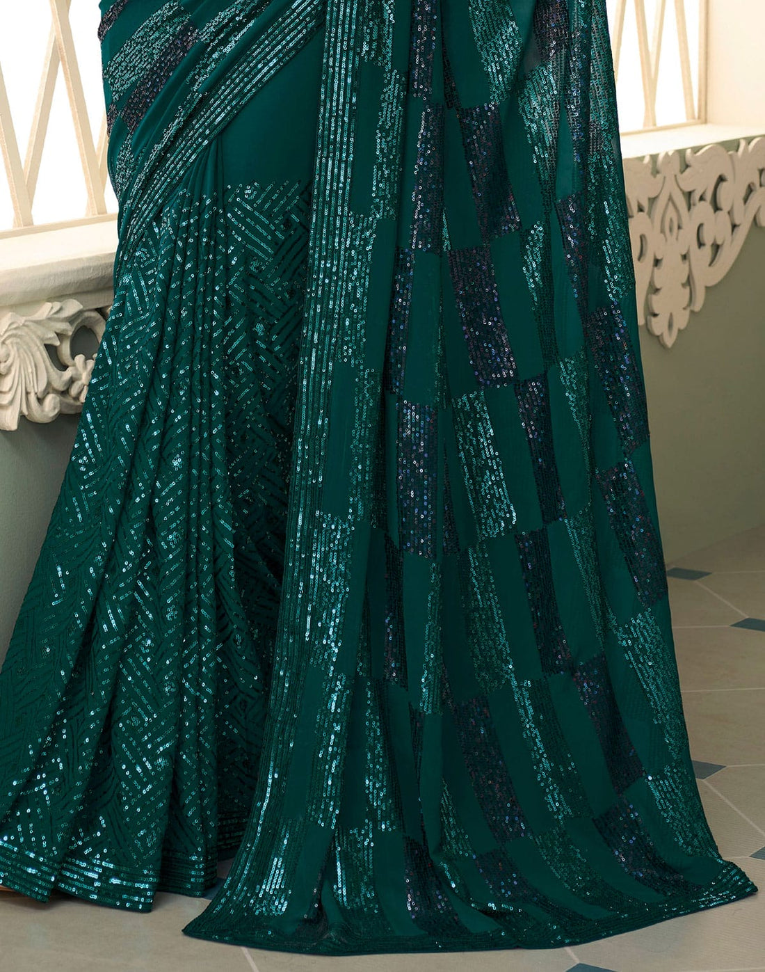 Georgette heavy Sequence work Saree