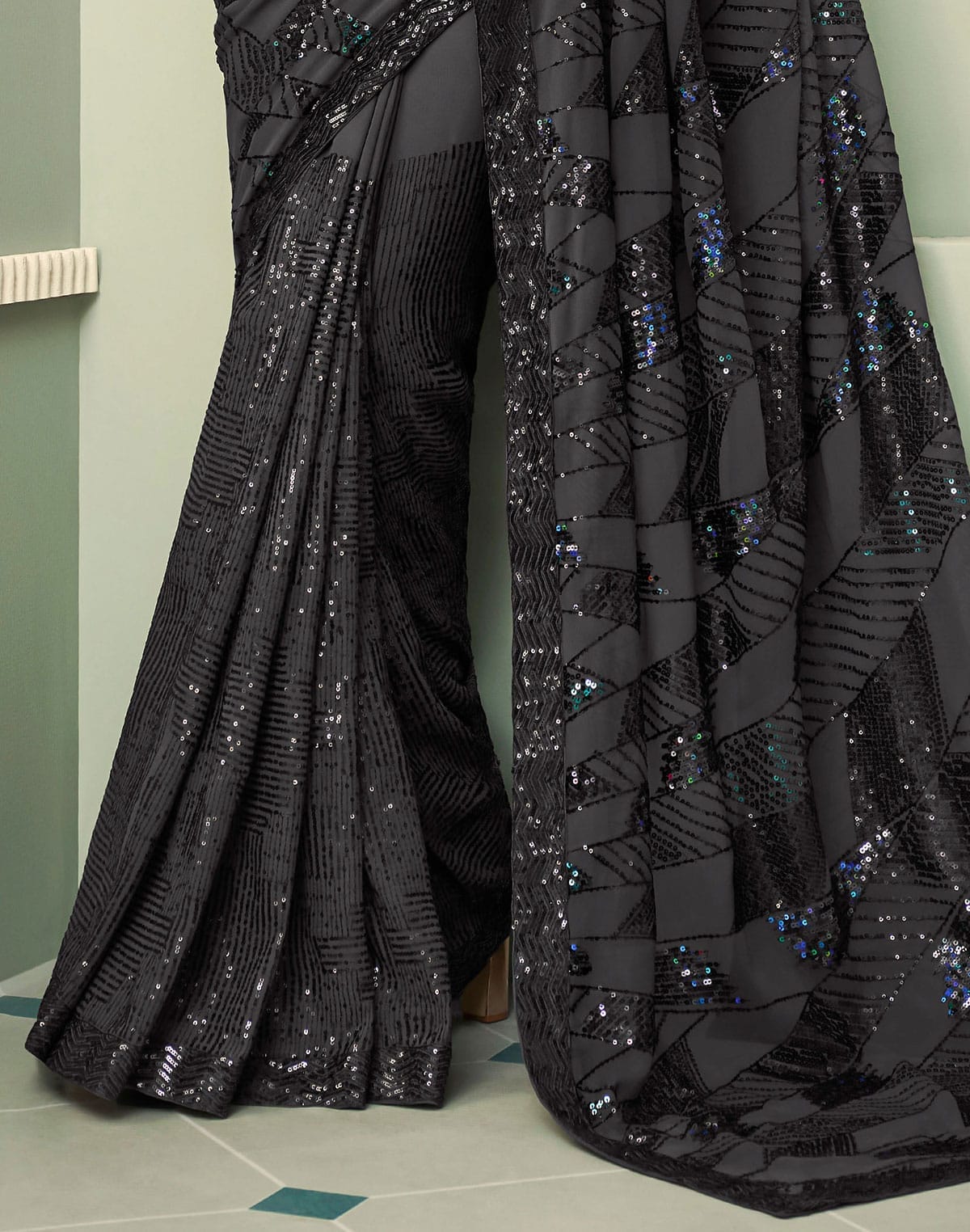 Beautiful Sequence work Georgette Saree