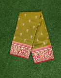 Banaras Mehendi Green Paithani Border Saree