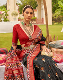 Alluring Black Patola Silk Floral Print Saree