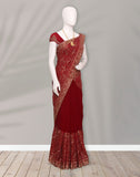 Beautiful Maroon all over Stones work Georgette Saree