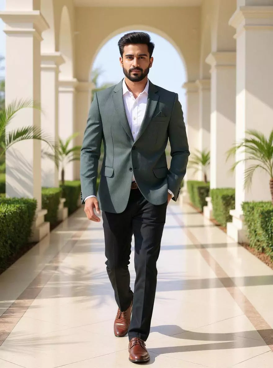 Stylish Green Imported Lycra Stretchable Giza Cotton Blazer