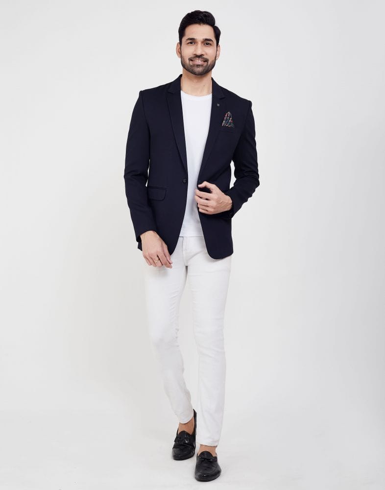 Navy Blue Fashionable and Stretchable Blazer In a Classy Design