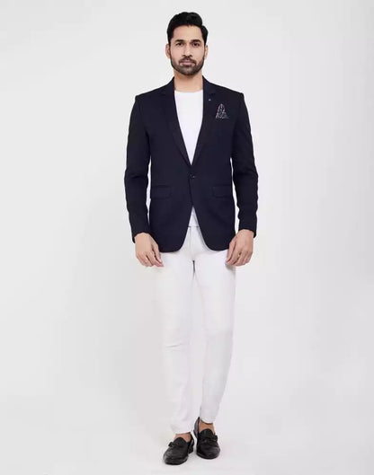 Navy Blue Fashionable and Stretchable Blazer In a Classy Design