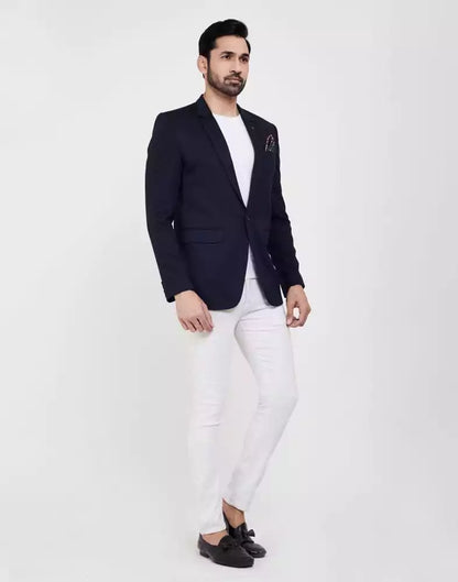 Navy Blue Fashionable and Stretchable Blazer In a Classy Design