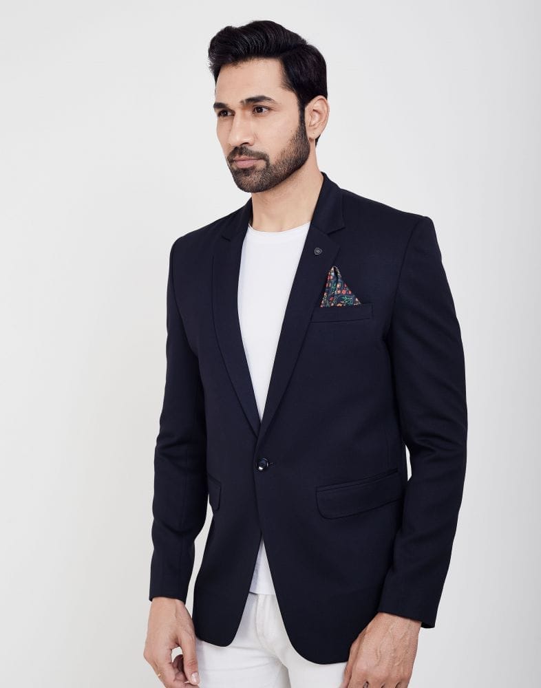 Navy Blue Fashionable and Stretchable Blazer In a Classy Design