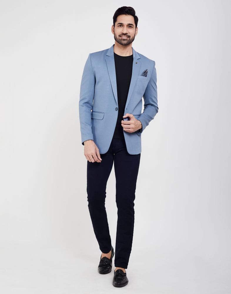 Sky Blue Fashionable and Stretchable Blazer In a Classy Design