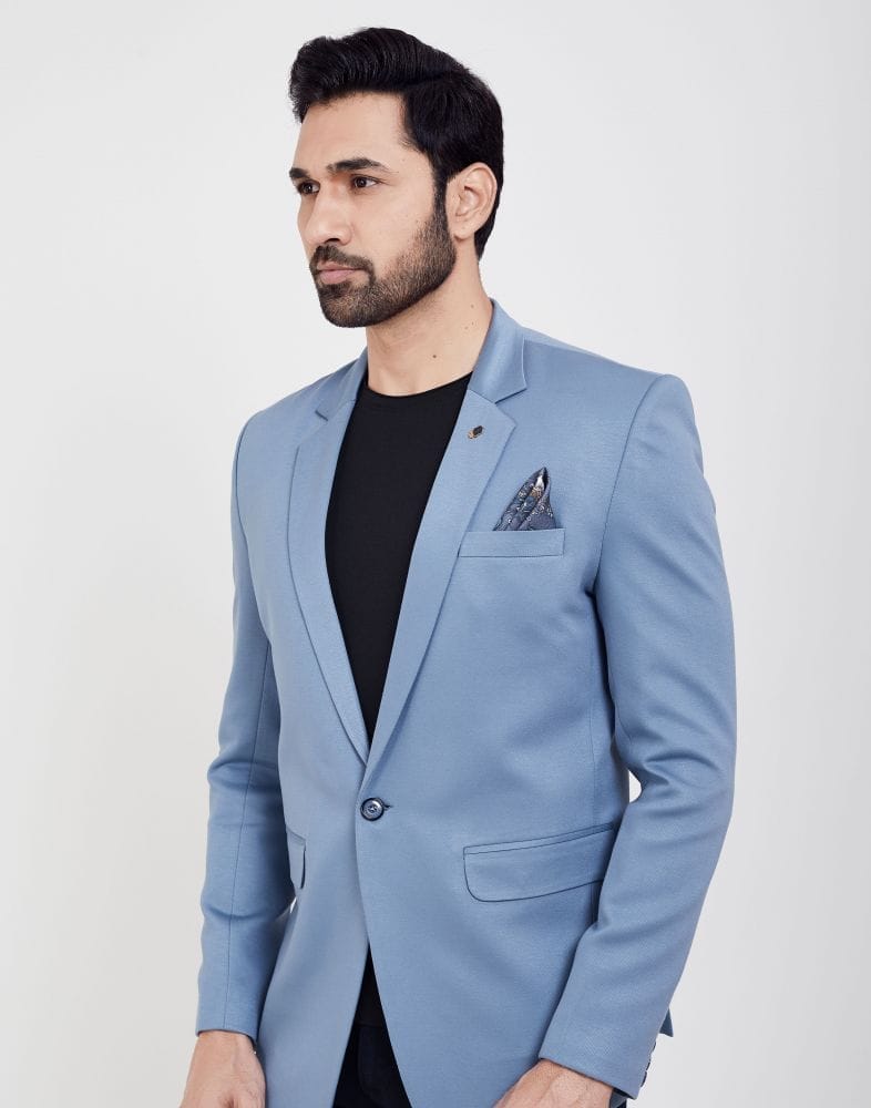 Sky Blue Fashionable and Stretchable Blazer In a Classy Design