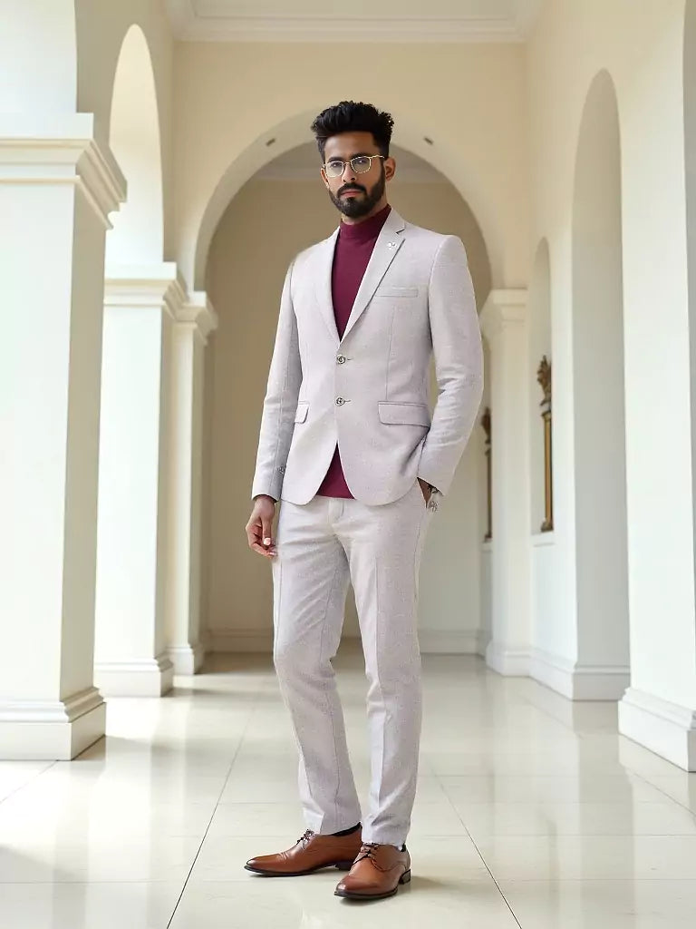 Brown Suede and Giza Cotton Stylish Blazer